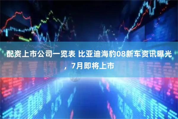 配资上市公司一览表 比亚迪海豹08新车资讯曝光，7月即将上市